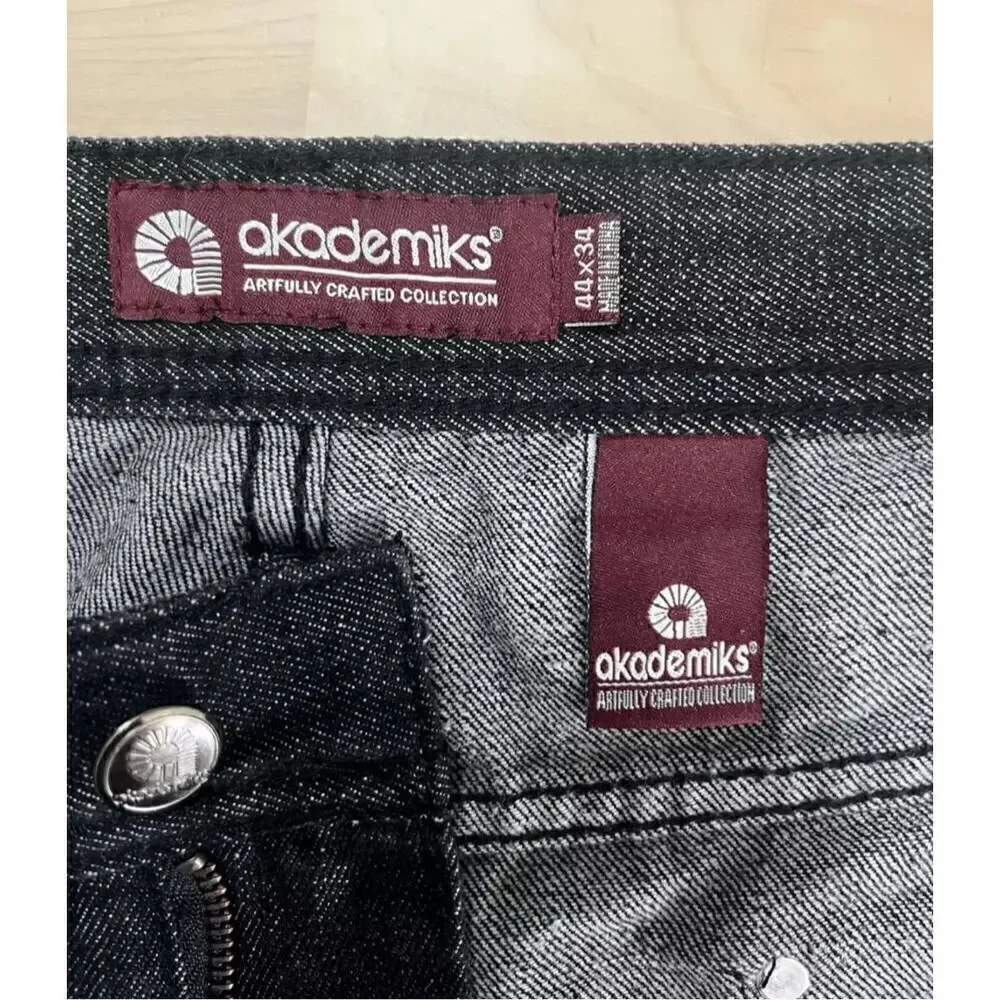 Akademiks Jeans Mens 44x30.6 Black Straight Leg 5-Pockets Casual Zipper Closure - Picture 7 of 11
